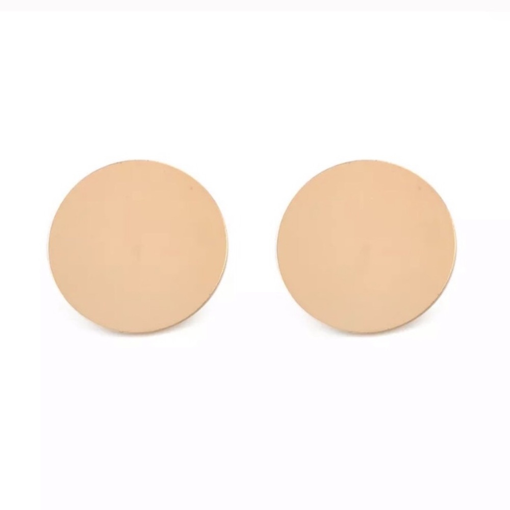 Anthropologie Gold mirrored circle HOOPS EARRINGS - Picture 3 of 3